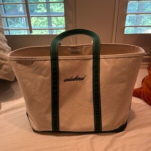 L.L Bean Ironic Boat and Tote LARGE “Unbothered” Dark Green Long Tote